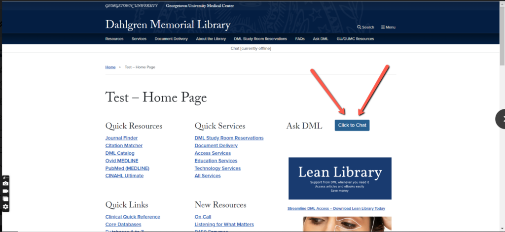 DML home page showing new chat button location